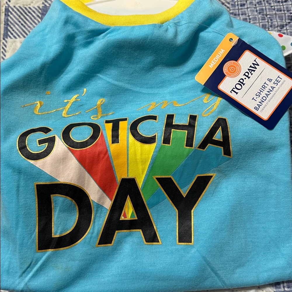 Top Paw Vibrant Blue Gotcha Day Dog T-Shirt